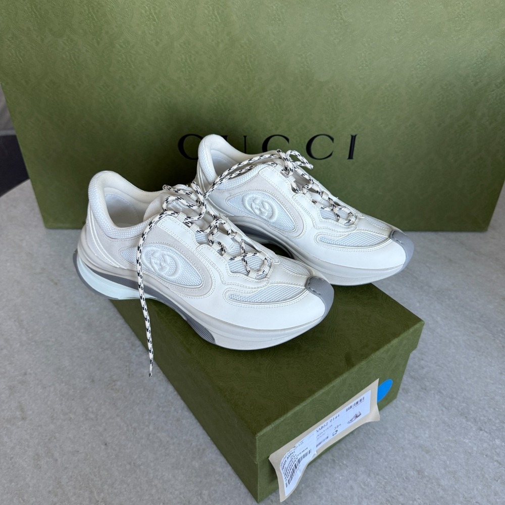 Gucci GG Run Sneaker Leather Women's White Shoes 746939 AAB62 9144, sz 40.5 - Picture 3 of 9
